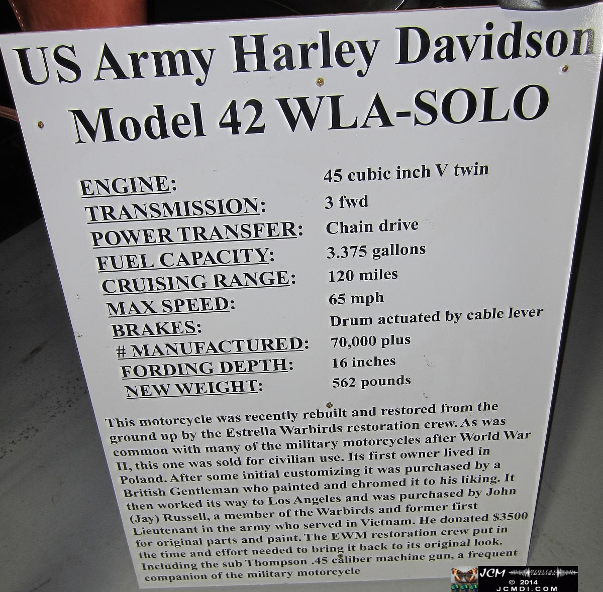 Estrella Warbird Museum Paso Robles US Army Model 42 Harley Davidson
